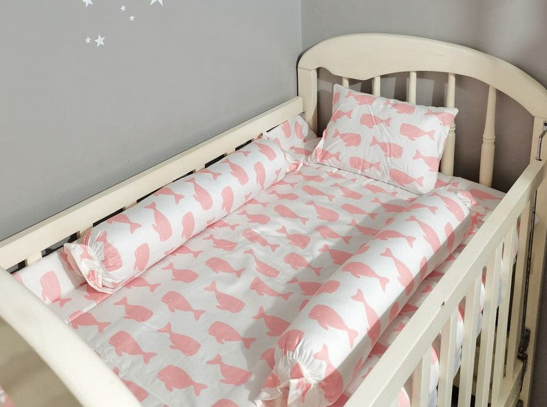 Pink whale crib bedding hotsell