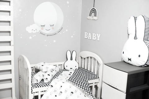 BLACK AND WHITE CLOUDS COMFORTER CRIB BEDDING SET