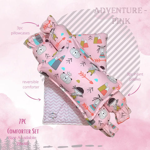 ADVENTURE PINK BABY COMFORTER CRIB BEDDING SET