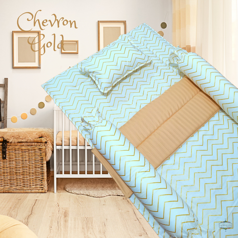 CHEVRON GOLD COMFORTER CRIB BEDDING SET