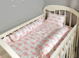 PINK WHALE COMFORTER CRIB BEDDING SET