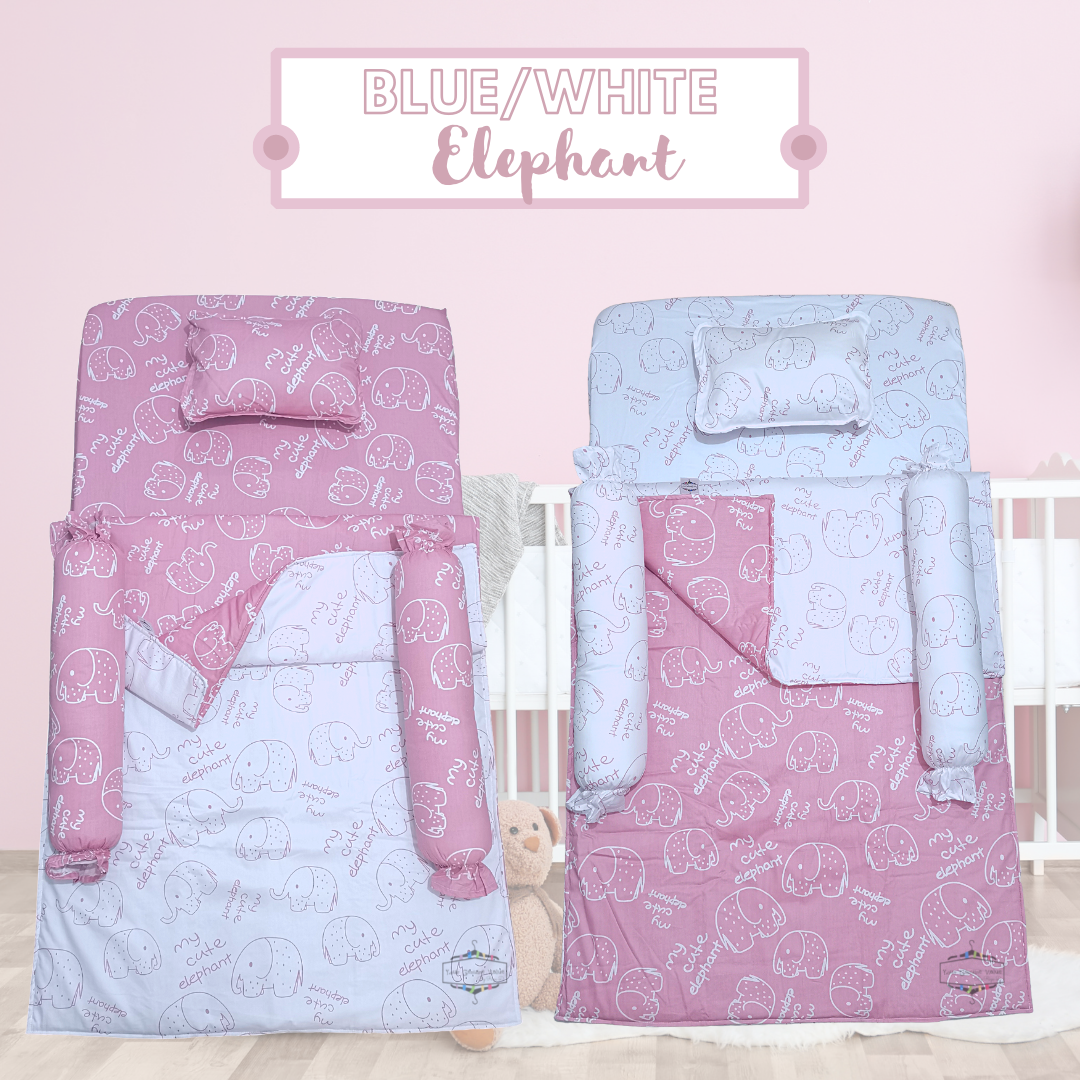 PINK/WHITE ELEPHANT COMFORTER CRIB BEDDING SET