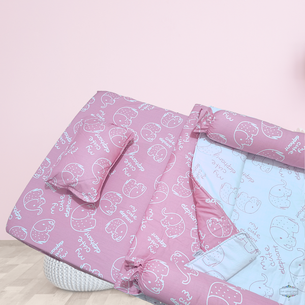 PINK/WHITE ELEPHANT COMFORTER CRIB BEDDING SET