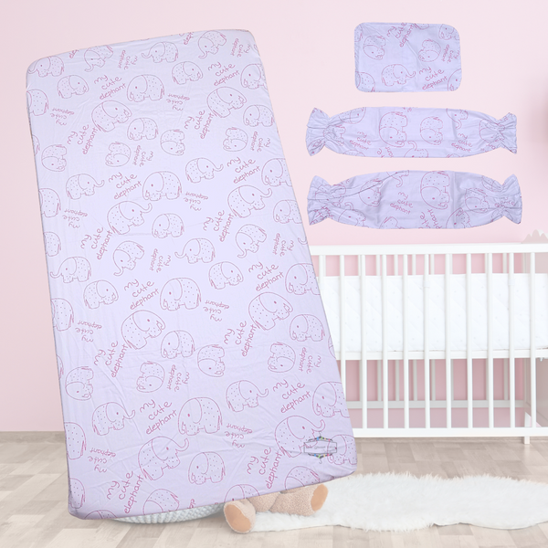 PINK/WHITE ELEPHANT COMFORTER CRIB BEDDING SET