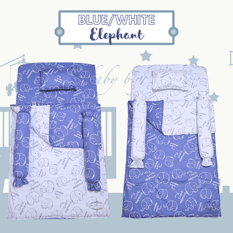 BLUE/WHITE ELEPHANT COMFORTER CRIB BEDDING SET