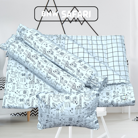 SAFARI BLACK AND WHITE COMFORTER CRIB BEDDING SET